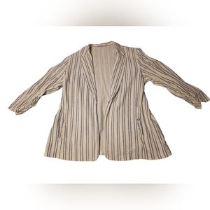 Potter's Pot Cream and Navy Striped Open Blazer
